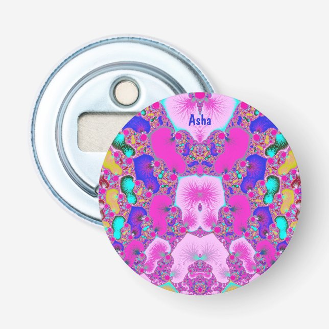 ASHA ~ Pretty Multicolored ~ 3D Fractal   Bottle Opener (Front)