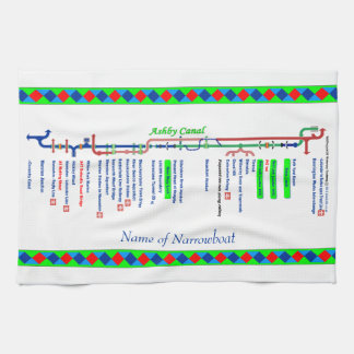 Ashby Canal Route UK Waterways Green Tea Towel
