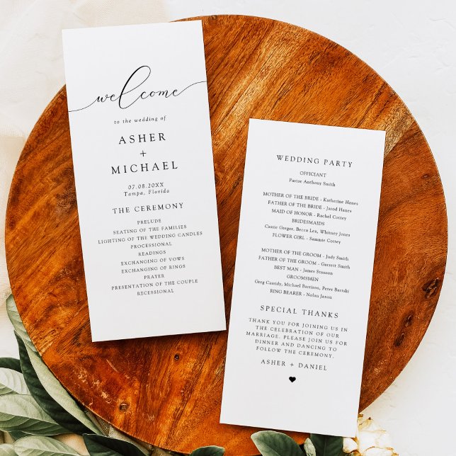 ASHER Elegant Calligraphy Script Wedding Program Menu (Creator Uploaded)