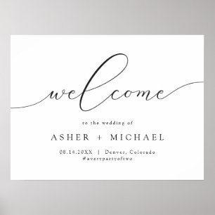 ASHER Elegant Calligraphy Script Wedding Welcome Poster