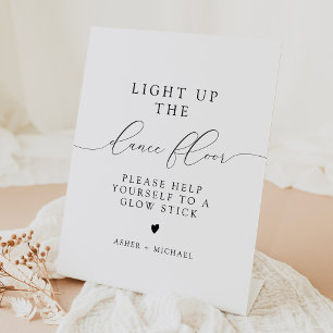 ASHER Elegant Calligraphy Wedding Glow Stick Pedestal Sign