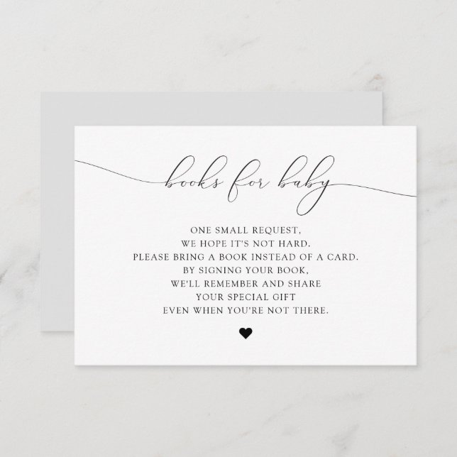 ASHER Elegant Script Books for Baby Shower Card (Front/Back)