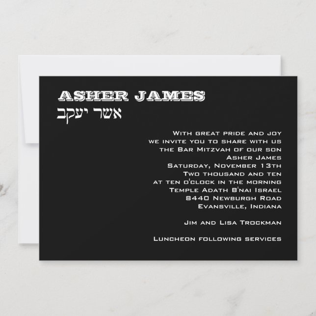 Asher James Custom Invitation (Front)