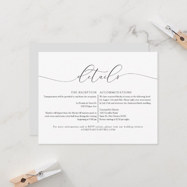 ASHER Modern Elegant Calligraphy Script Details Invitation (Front/Back In Situ)