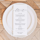 ASHER Modern Elegant Calligraphy Script Menu<br><div class="desc">This menu features an elegant calligraphy script font and modern minimalist design. The simple black and white colour combination makes it the perfect addition to any event. Use this menu for your wedding reception,  bridal shower,  retirement party,  etc. Edit *most* wording to meet your needs. All colours are editable.</div>