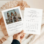 ASHER Modern Script Calendar Maid Honour Proposal  Invitation<br><div class="desc">This bridesmaid proposal card features an elegant script font with an editable calendar and photo note backside. This 'will you be my bridesmaid' card features an editable backside so you can add a special note to your bridesmaid. Easily edit *most* wording to meet your needs and edit all colours to...</div>
