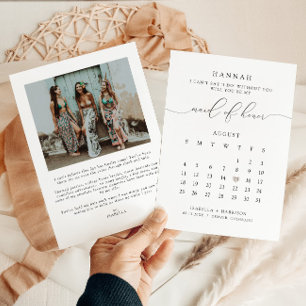 ASHER Modern Script Calendar Maid Honour Proposal  Invitation
