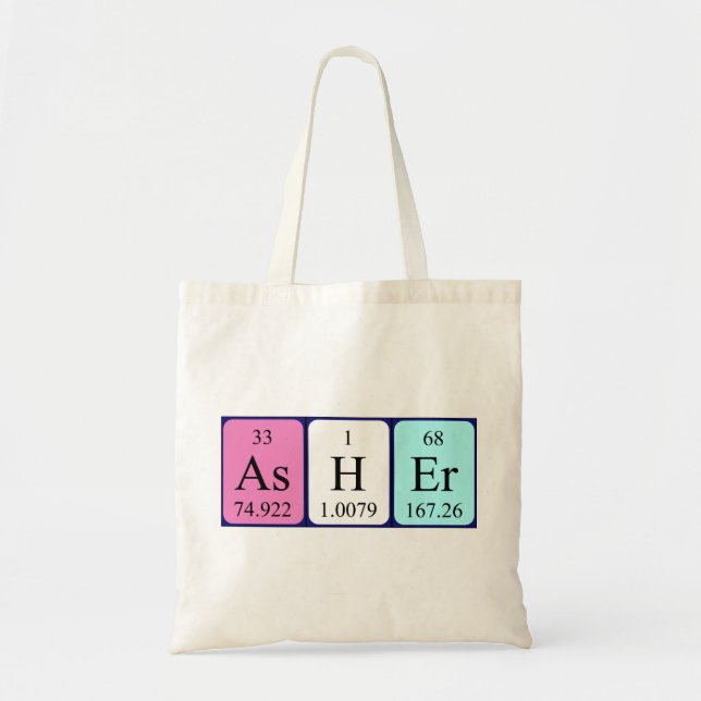 Asher periodic table name tote bag (Front)