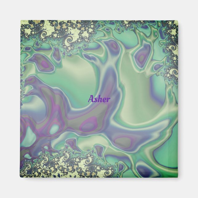ASHER ~ Soft Pastel Pattern ~ Personalized  Magnet (Front)