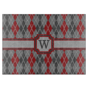 Ashes and Embers Argyle Glass Cutting Board