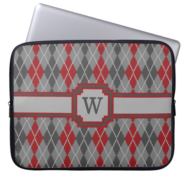Ashes and Embers Argyle Laptop Sleeve (Front)
