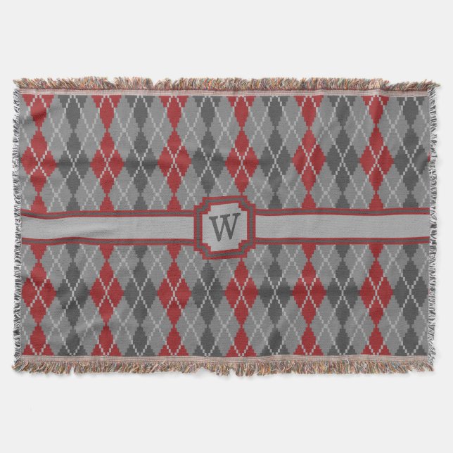 Ashes and Embers Argyle Throw Blanket (Front)