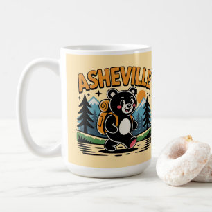 Asheville Black Bear Hiking Cartoon Coffee Mug