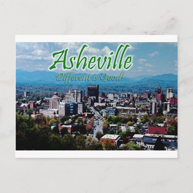 Asheville...Different is good! Postcard (Front)