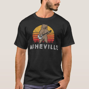 Asheville NC Bluegrass Banjo Bear Funny Retro Grap T-Shirt