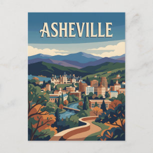 Asheville North Carolina Blue Ridge Travel Poster Postcard