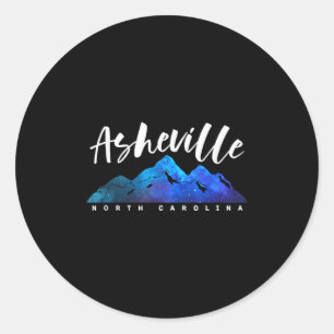 Asheville North Carolina Camping Hiking Skiing Fam Classic Round Sticker