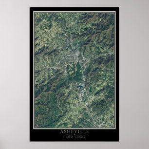 Asheville North Carolina From Space Satellite Map Poster