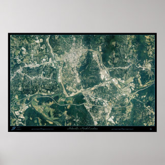 Asheville, North Carolina from space satellite pos Poster