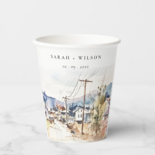 Asheville, North Carolina Landscape Wedding Paper Cups