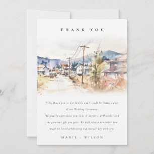 Asheville, North Carolina Landscape Wedding Thank You Card