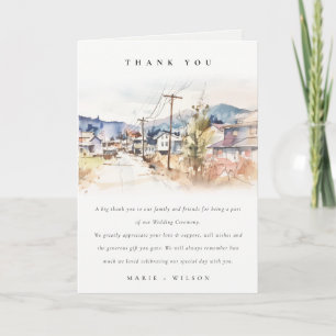 Asheville, North Carolina Landscape Wedding Thank You Card