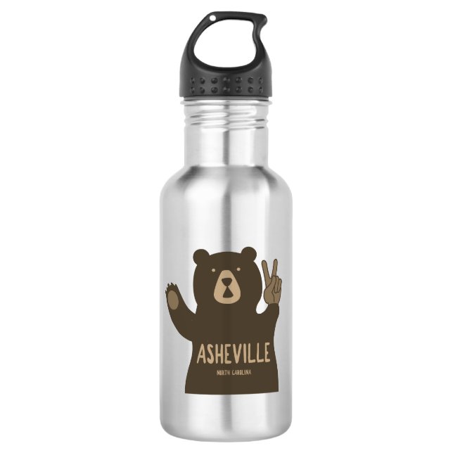 Asheville North Carolina Peace Bear 532 Ml Water Bottle (Front)