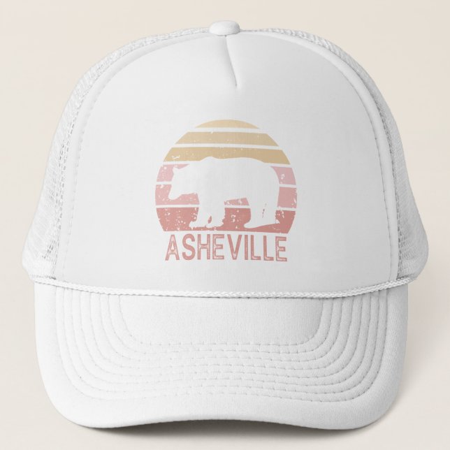 Asheville North Carolina Retro Bear Trucker Hat (Front)