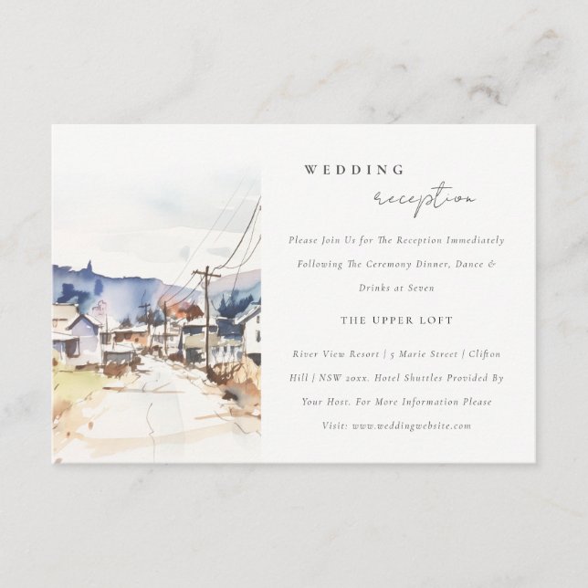 Asheville North Carolina Scape Wedding Reception Enclosure Card (Front)