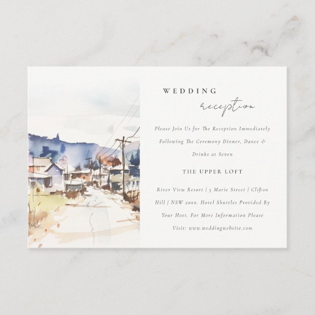 Asheville North Carolina Scape Wedding Reception Enclosure Card (Front)