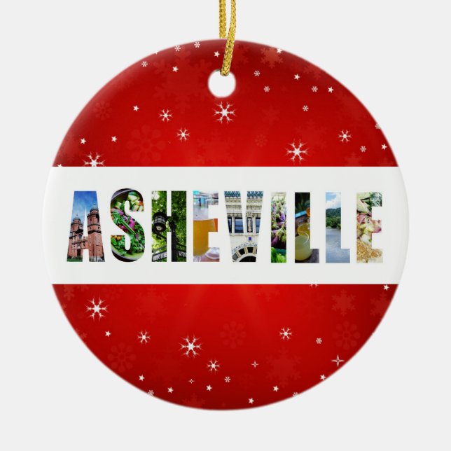 Asheville North Carolina Travel Photos Christmas Ceramic Tree Decoration (Front)
