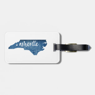 Asheville North Carolina Wood Grain Luggage Tag