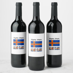 Ashland Islands Ålander Flag Personalised  Wine Label