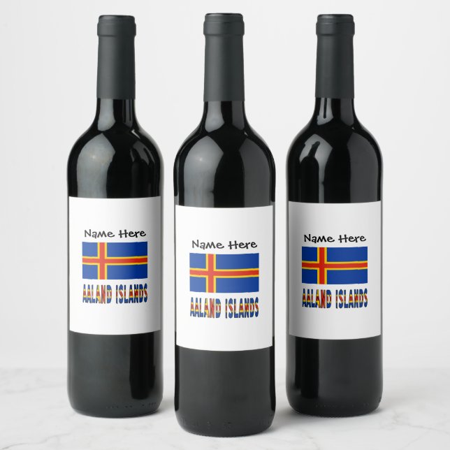 Ashland Islands Ålander Flag Personalised  Wine Label (Bottles)