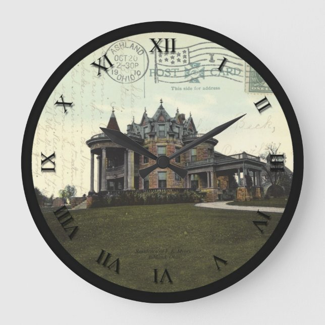 Ashland Ohio Post Card Clock - FE Myers Residence (Front)