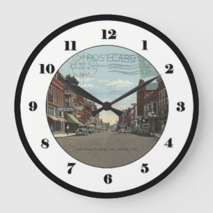 Ashland, Ohio Post Card Clock - Main St 1931