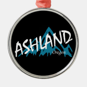 Ashland Oregon Mountains Metal Tree Decoration