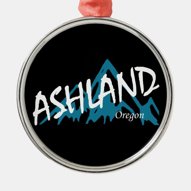 Ashland Oregon Mountains Metal Tree Decoration (Front)