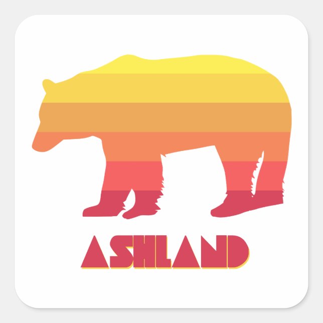 Ashland Oregon Rainbow Bear Square Sticker (Front)