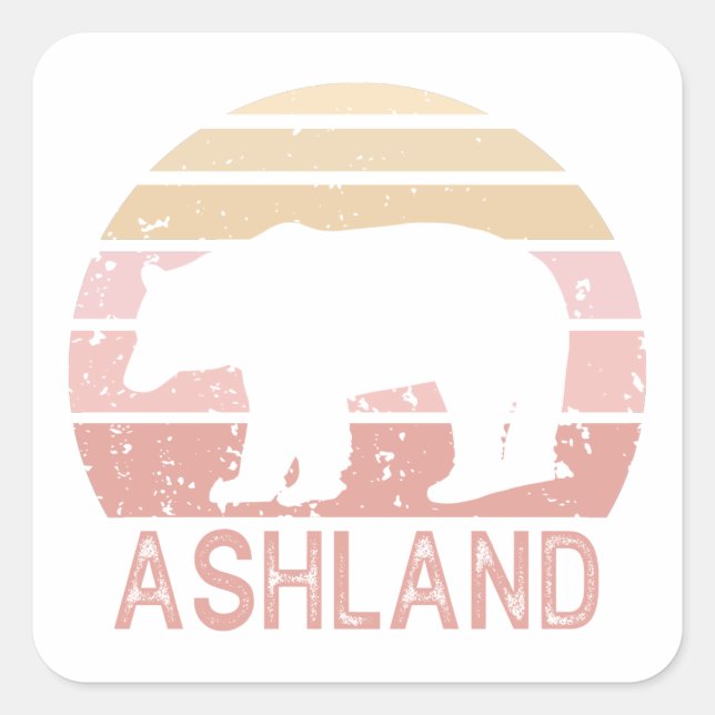 Ashland Oregon Retro Bear Square Sticker (Front)
