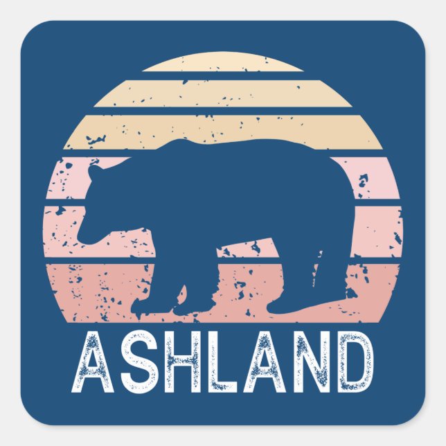 Ashland Oregon Retro Bear Square Sticker (Front)