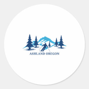 Ashland oregon ski resort skiing skier classic round sticker