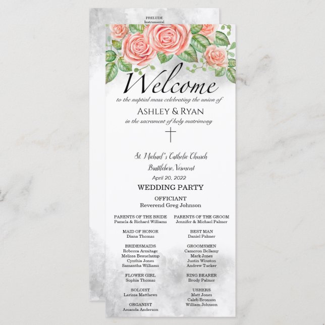 Ashle Catholic Wedding Program with Mass (Front/Back)