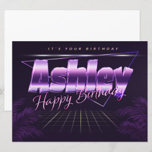 Ashley Name Vorname lila retro Karte Geburtstag Card