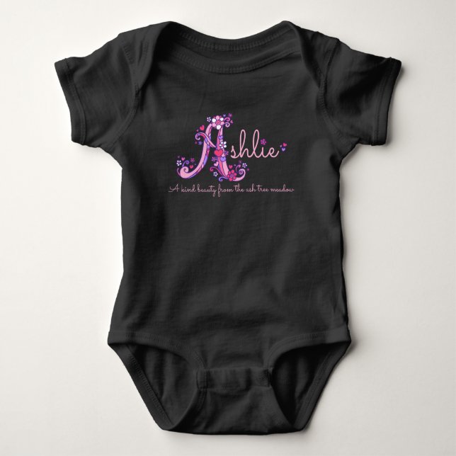 Ashlie girls name & meaning letter A baby apparel Baby Bodysuit (Front)