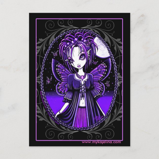 "Ashly" Purple Butterfly Moon Fairy Postcard (Front)