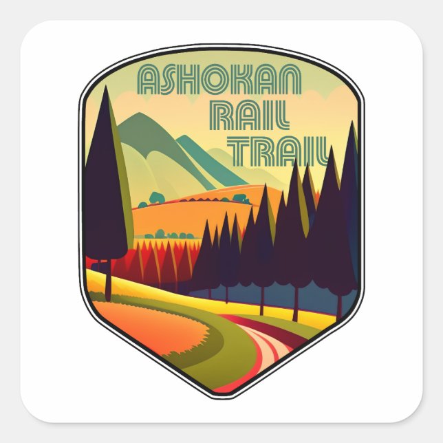 Ashokan Rail Trail New York Colours Square Sticker (Front)