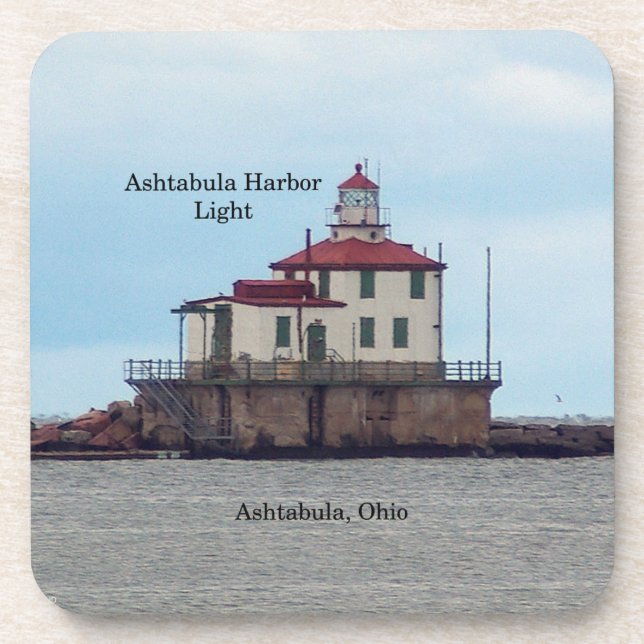 Ashtabula Harbour Light set of 6 plastic coasters (Front)