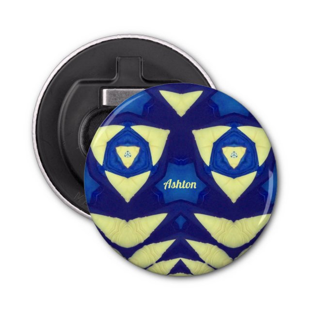 ASHTON ~ Blue Cream 3D Pattern ~  Bottle Opener (Front)