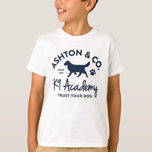 Ashton & Co. K9 Academy 1c Logo Kids' T-Shirt (Front)